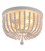 Lámpara Q&S Blanca Bohemia con Cuentas, Araña de Techo con 3 Luces