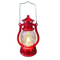 Lamparina Lampião Decorativo LED Vermelho - 12cm