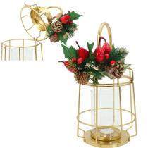 Lamparina Luminária Natal Dourada Em Metal Decorativa 30cm Lamparina Luminária Natal Dourada Em Metal Decorativa 30cm