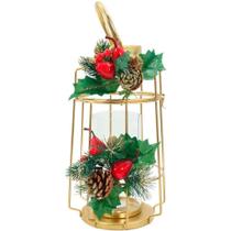 Lamparina Luminária Natal Dourada Em Metal Decorativa 36cm Lamparina Luminária Natal Dourada Em Metal Decorativa 36cm