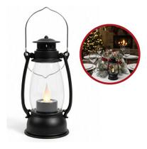 Lamparina Mini Led Decoração Preta Natal Enfeite Lampião Preto Lamparina