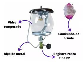 Lampião Lamparina a Gas De Botijão Camping Pesca Portátil Camper
