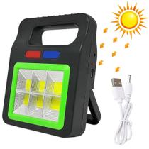 Lampião Lanterna Luminária LED De Emergência Recarregável Via Cabo e Solar Camping YX605COB6 - Verde