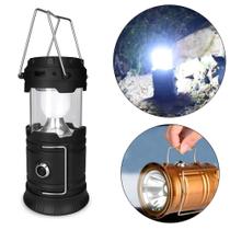 Lampião Lanterna Solar 2 em 1 Bivolt, USB, 150 Lúmens, Ideal para Camping BOM4219