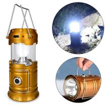 Lampião Lanterna Solar 2 em 1 Bivolt, USB, 150 Lúmens, Ideal para Camping BOM4219