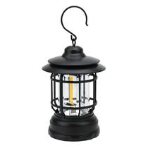 Lampião Led Recarregável Retrô C/ Regulador De Intensidade USB Cor:Preto