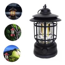 Lampião Retro Led Recarregavel Usb Tipo C Luminária Portátil