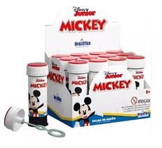 Lança bolha de Sabão Brinquedo Infantil Caixa Com 12 Unidades 60ML Com jogo Mickey
