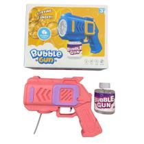 Lança bolha de sabão bubble gun com reservatorio arminha de brinquedo a pilha