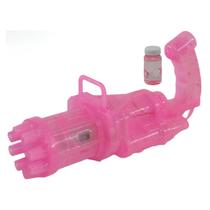 Lança Bolhas de Sabão Pistola de Bolhas A Pilha Com Luz LED 8 Furos Rosa - Wellkids