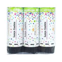 Lança Confete Colorido Metalizado Infantil - 3 Unidades Silver