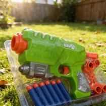 Lança Dardos Infantil Brinquedo Pistola + 6 Dardos Macios Cor:Verde
