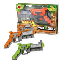 Lança Dardos Tipo Nerf Minecraft Pixel Gun com 6 Peças Arma de Brinquedo Infantil