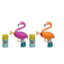 Lança / Lançador de bolhas de sabão flamingo rosa ou laranja a fricção de plástico de brinquedo - toy4fun