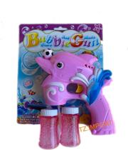 Lançador Bolha De Sabão Com Luz Musical Infantil Golfinho Rosa - burle