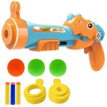 Lançador Dardo Bolinha Pistola Escopeta Super Shot Dino 2em1 30Cm Lançador Dardo Bolinha Pistola Escopeta Super Shot Dino 2em1 30Cm