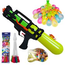 Lançador de Água Infantil Grande Potente Lançador 520ml Kit Arminha de agua e Balões Água 37 Bexiga praia piscina