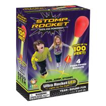 Lançador de foguetes Stomp Rocket Ultra LED para crianças com 4 foguetes Lançador de foguetes Stomp Rocket Ultra LED para crianças com 4 foguetes