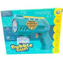 Lançador de Sabão Bolha_Bubble Gun - Cor Verde + (4 Pilhas)