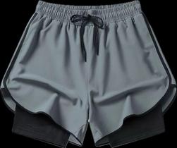 Lançamento bermuda 2em1 de compressão boxer seda fria esporte