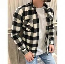 LANÇAMENTO Camiseta Xadrez Flanelada Manga Longa Com Bolsos Premium