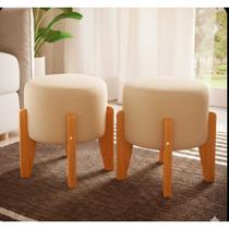 *LANÇAMENTO* Kit puff Elegance Decorativo banquinho banqueta Pés de Madeira Maciça luxo sala quarto