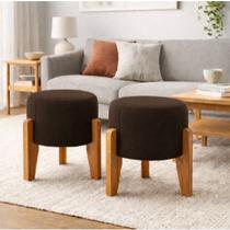 *LANÇAMENTO* Kit puff Elegance Decorativo banquinho banqueta Pés de Madeira Maciça luxo sala quarto