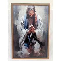 Lançamento!! quadro decorativo sala quarto canvas jesus orando o pai nosso para sala quarto escritór