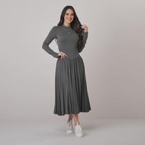 Lançamento Vestido Evangélico Midi Tainá Tata Martello Manga Longa Elegante Feminino cor:mesclaTAMANHO:M