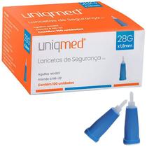 Lanceta Automática 28g Caixa com 100 Unidades Descartáveis Uniqmed