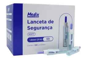 Lanceta de Segurança Descartável 21G (0,80MMx1,8MM) - Caixa com 100 un- MEDIX