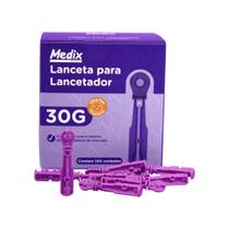Lanceta para Lancetador 30G Caixa c/ 100 - Medix Lanceta para Lancetador 30G Caixa c/ 100 - Medix