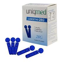 Lancetas Universal Glicose Uniqmed 28G Com 100 Unidades