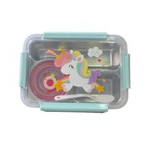 Lancheira Aço Inox Com 3 Divisórias Unicórnio - HK Baby Lancheira Aço Inox Com 3 Divisórias Unicórnio - HK Baby