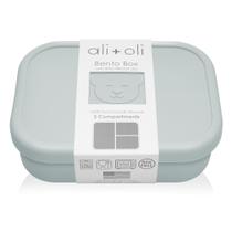 Lancheira Ali+Oli Silicone Bento Box Blue para crianças e adultos Lancheira Ali+Oli Silicone Bento Box Blue para crianças e adultos
