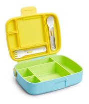 Lancheira Bento Box com Talheres Amarelo/Verde/Azul - Munchkin