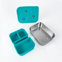 Lancheira Bento Box em Aço Inox com Divisórias Removíveis Leo- Petit Piá Lancheira Bento Box em Aço Inox com Divisórias Removíveis Leo- Petit Piá