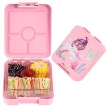 Lancheira Bento Mermaid Para Crianças, Recipientes Infantis Com 4 Compartimentos Para Creche Ou