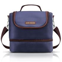 Lancheira Bolsa 2 Compartimentos Azul Térmica Marmita Fitnes