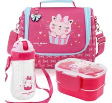 Lancheira Bolsa Térmica Infantil Escolar + Marmita + Garrafi