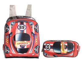 Lancheira Carros Personalizada + Estojo Escolar KIT