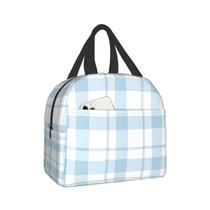 Lancheira DADABULIU xadrez azul isolada 22x13x20 cm