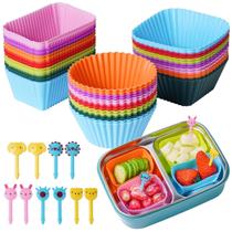 Lancheira de silicone Bento Doiaz com divisórias, pacote com 52 palhetas