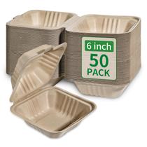 Lancheira descartável Aricsen Compostable, pacote de 50, 15x15 cm com tampa Lancheira descartável Aricsen Compostable, pacote de 50, 15x15 cm com tampa