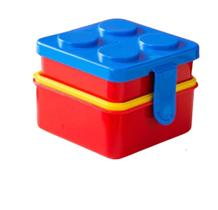 Lancheira Dupla Blocos de Montar Azul/Vermelha/Amarela