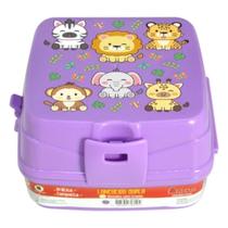 Lancheira Dupla com 4 Divisórias Infantil Safari Capivara e Lanche Marmita Lanche Escolar Marmitinha