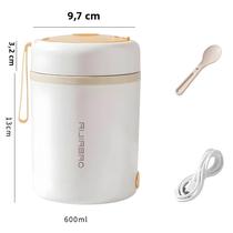 Lancheira Elétrica Portátil 600ml - Aquecedor de Alimentos em Aço Inoxidável com USB