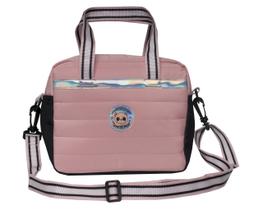 Lancheira Escolar Holográfica Bolsa Térmica Panda Pandinhas
