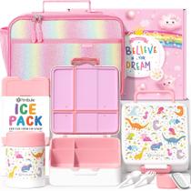 Lancheira Fimibuke Kids Bento Snack com bolsa, garrafa térmica de 350 ml Lancheira Fimibuke Kids Bento Snack com bolsa, garrafa térmica de 350 ml