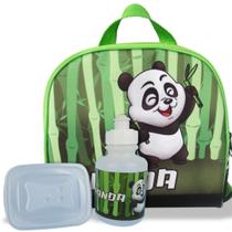 Lancheira Infantil Escolar Térmica + squeeze e pote Panda